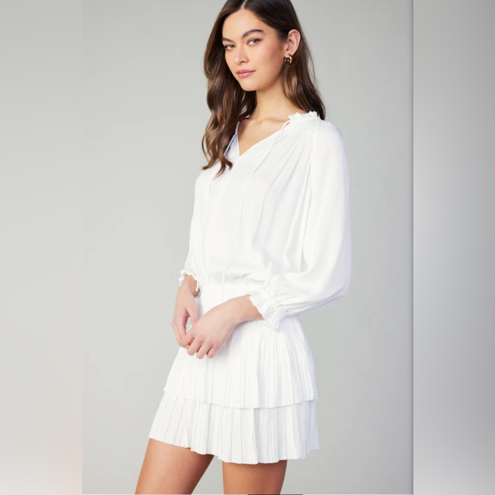 Current Air Aurelie Pleated Mini Dress, White, Medium